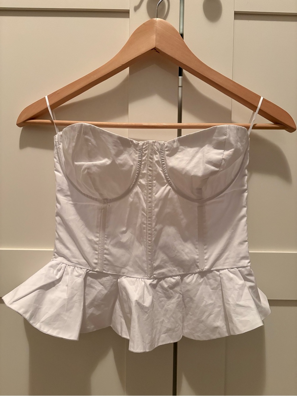 Olivaceous White Peplum Bustier Bandeau